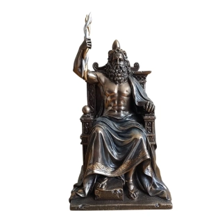 Zeus na trůnu s bleskem – soška řeckého boha, antická dekorace, mytologická figurka Veronese WU77587A4