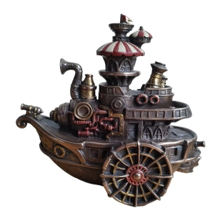 Steampunk loď – dekorativní figurka parníku, retro sci-fi dekorace, Veronese WU77254A4