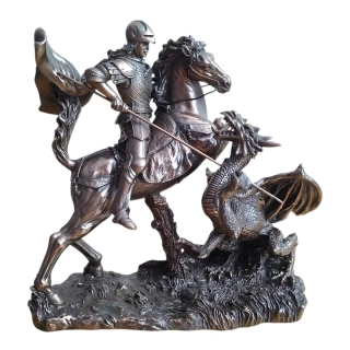 Svatý Jiří zabíjející draka – bronzovaná figurka rytíře na koni, Veronese WU78076A1